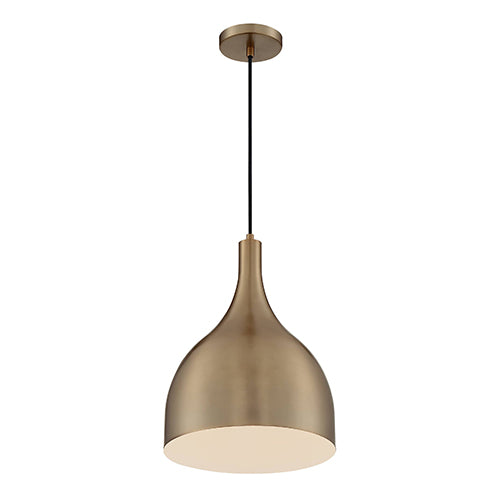 Satco 60-7077, Bellcap, 1 Light, Large Pendant Fixture, 100W, 120V, Medium Base, Burnished Brass Finish