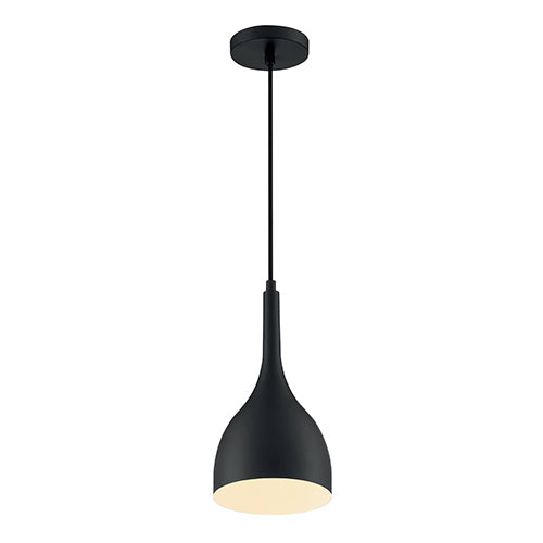 Satco 60-7086, Bellcap, 1 Light, Small Pendant Fixture, 60W, 120V, Medium Base, Matte Black Finish