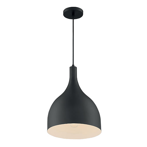 Satco 60-7087, Bellcap, 1 Light, Large Pendant Fixture, 100W, 120V, Medium Base, Matte Black Finish