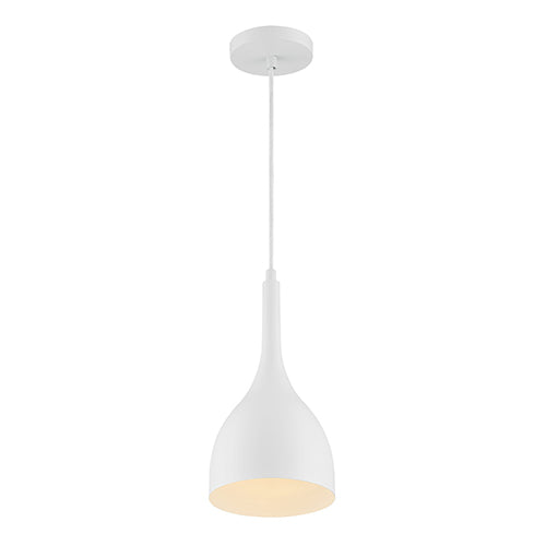 Satco 60-7096, Bellcap, 1 Light, Small Pendant Fixture, 60W, 120V, Medium Base, Matte White Finish