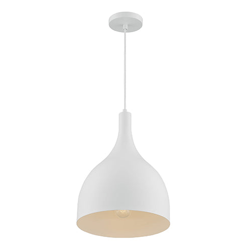 Satco 60-7097, Bellcap, 1 Light, Large Pendant Fixture, 100W, 120V, Medium Base, Matte White Finish