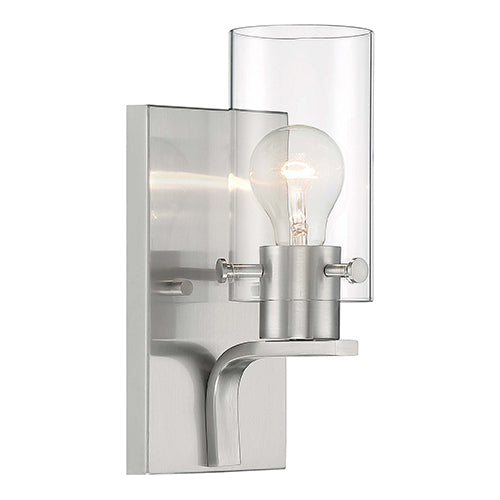 Satco 60-7171, Sommerset, 1 Light, Vanity Light Fixture, 60W, 120V, Medium Base, Clear Glass, Brushed Nickel Finish