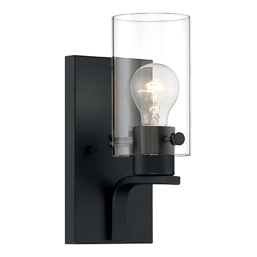 Satco 60-7271, Sommerset, 1 Light, Vanity Light Fixture, 60W, 120V, Medium Base, Clear Glass, Matte Black Finish