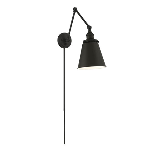Satco 60-7369, Bayard Swing Arm Lamp, 60W, 120V, Medium E26 Base, Matte Black with Switch