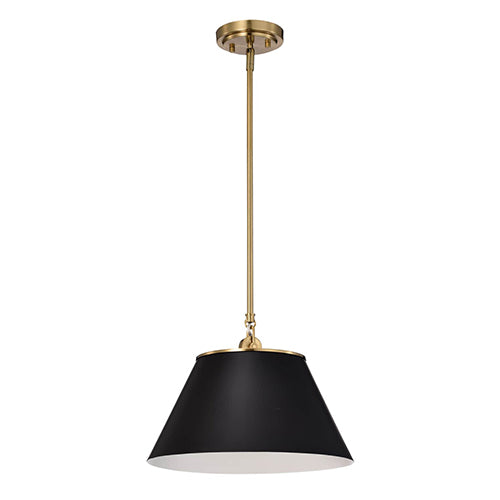 Satco 60-7411, Dover, 1 Light Medium Pendant, 60W, 120V, Medium E26 Base, Black with Vintage Brass