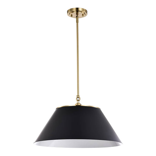 Satco 60-7414, Dover, 3 Light Large Pendant, 60W, 120V, Medium E26 Base, Black with Vintage Brass