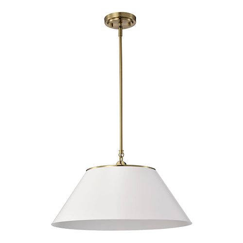 Satco 60-7415, Dover, 3 Light Large Pendant, 60W, 120V, Medium E26 Base, White with Vintage Brass