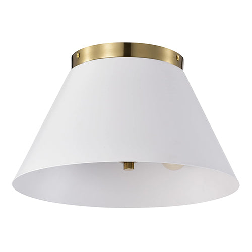 Satco 60-7418, Dover, 3 Light Small Flush Mount, 60W, 120V, Medium E26 Base, White with Vintage Brass
