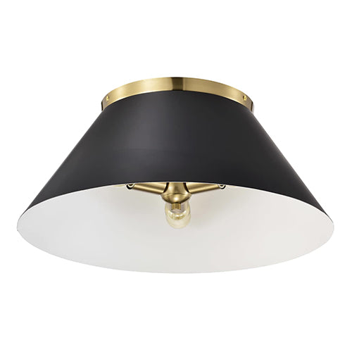 Satco 60-7420, Dover, 3 Light Large Flush Mount, 60W, 120V, Medium E26 Base, Black with Vintage Brass