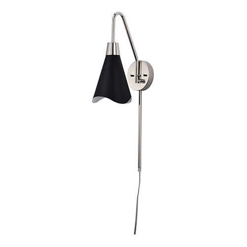 Satco 60-7469, Tango, 1 Light Wall Sconce, 60W, 120V, Medium E26 Base, Matte Black with Polished Nickel