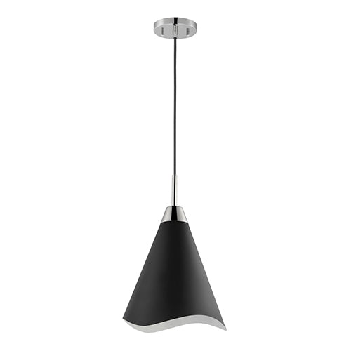 Satco 60-7475, Tango, 1 Light Medium Pendant, 60W, 120V, Medium E26 Base, Matte Black with Polished Nickel