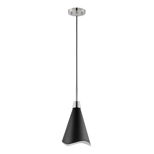 Satco 60-7478, Tango, 1 Light Large Pendant, 60W, 120V, Medium E26 Base, Matte Black with Polished Nickel