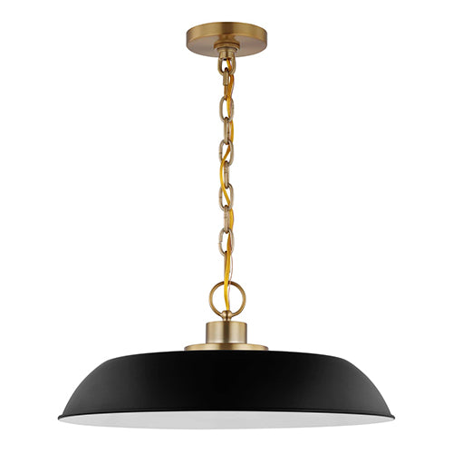 Satco 60-7484, Colony, 1 Light Medium Pendant, 100W, 120V, Medium E26 Base, Matte Black with Burnished Brass