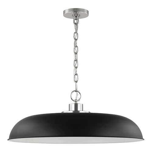 Satco 60-7488, Colony, 1 Light Large Pendant, 100W, 120V, Medium E26 Base, Matte Black with Polished Nickel