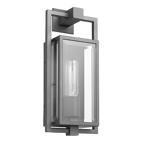 Satco 60-7543, Exhibit, 1 Light Small Wall Lantern, 60W, 120V, Medium E26 Base, Matte Black Finish with Clear Beveled Glass