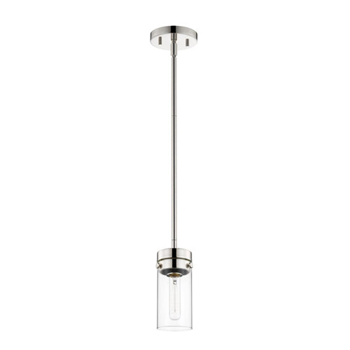 Satco 60-7629, Intersection, 1 Light Mini Pendant, 120V, 60W, Medium Base, Polished Nickel with Clear Glass