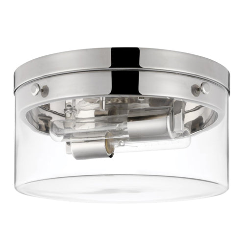 Satco 60-7637, Intersection, Medium Flush Mount Fixture, 120V, 60W, Medium Base, Polished Nickel with Clear Glass