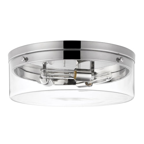 Satco 60-7638, Intersection, Large Flush Mount Fixture, 120V, 60W, Medium Base, Polished Nickel with Clear Glass