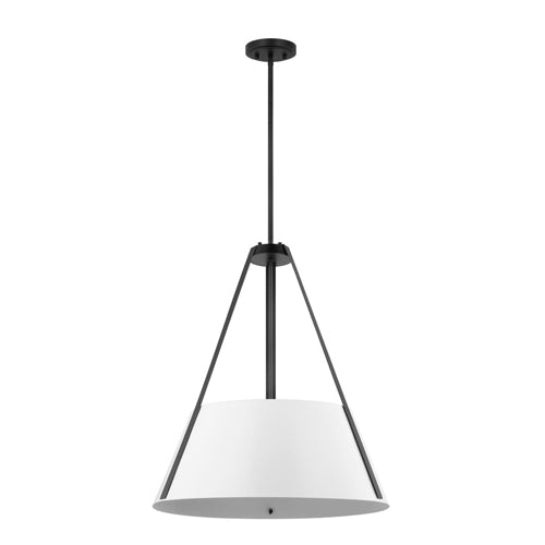 Satco 60-7697, Brewster, 3-Light Pendant, 120V, 60W, Medium Base, Black Finish, White Metal Shade
