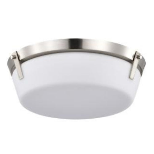 Satco 60-7760, Rowen 3-Light Flush Mount Ceiling Light Fixture, 120V, 60W, Brushed Nickel Finish, Etched White Glass