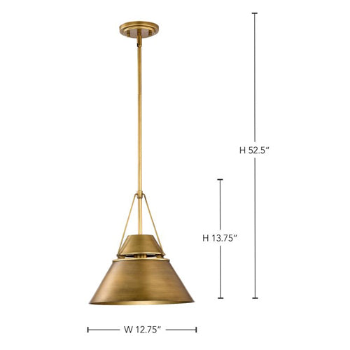 Satco 60-7776, Adina, 1-Light Medium Pendant Ceiling Light Fixture, 120V, 60W, Natural Brass Finish
