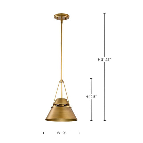 Satco 60-7777, Adina, 1-Light Small Pendant Ceiling Light Fixture, 120V, 60W, Natural Brass Finish