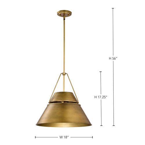 Satco 60-7778, Adina, 3-Light Large Pendant Ceiling Light Fixture, 120V, 60W, Natural Brass Finish