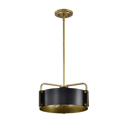 Satco 60-7842, Altos, 3-Light Small Pendant Ceiling Light Fixture, 120V, 60W, Medium Base, Matte Black and Natural Brass Finish