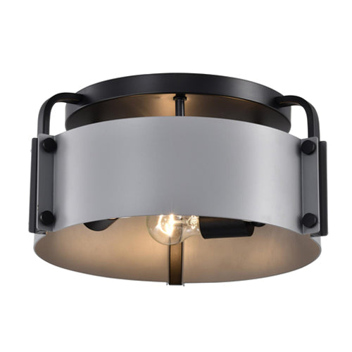 Satco 60-7850, Altos, 3-Light 14" Semi Flush Mount Light Fixture, 120V, 60W, Medium Base, Gray and Matte Black Finish