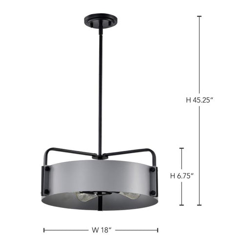 Satco 60-7853, Altos, 4-Light Medium Pendant Ceiling Light Fixture, 120V, 60W, Medium Base, Gray and Matte Black Finish