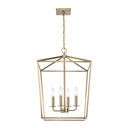 Satco 60-7931, Emma, 4-Light Small Pendant Fixture, 120V, 60W, Candelabra Base, Burnished Brass Finish