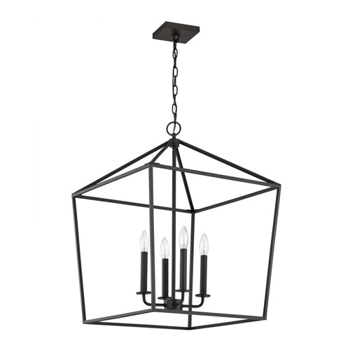 Satco 60-7941, Emma, 4-Light Small Pendant Fixture, 120V, 60W, Candelabra Base, Matte Black Finish