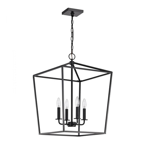 Satco 60-7951, Emma, 4-Light Small Pendant Fixture, 120V, 60W, Candelabra Base, Dark Bronze Finish