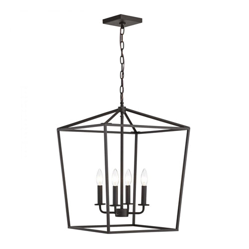 Satco 60-7952, Emma, 4-Light Large Pendant Fixture, 120V, 60W, Candelabra Base, Dark Bronze Finish