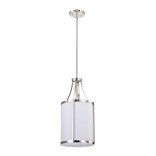 Satco 60-7971, Easton, 1-Light Pendant Fixture, 120V, 100W, Medium Base, Polished Nickel Finish, White Linen Shade