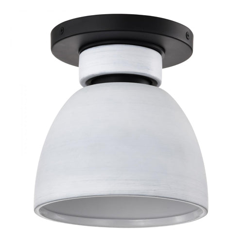 Satco 60-8011, Collins, 1-Light 8" Flush Mount Ceiling Light Fixture, 120V, 60W, Medium Base, Ceramic with Silver Accents