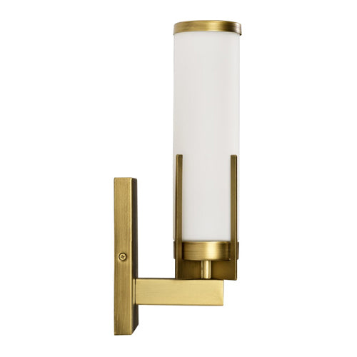 Satco 60-8041, Roselle, 1-Light Vanity Fixture, 120V, 60W, Medium Base, Natural Brass with White Glass