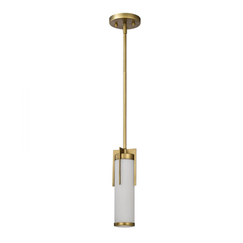 Satco 60-8043, Roselle, Mini Pendant Fixture, 120V, 60W, Medium Base, Natural Brass with White Glass