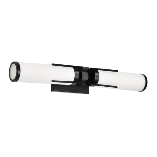 Satco 60-8052, Roselle, 2-Light Vanity Fixture, 120V, 60W, Medium Base, Matte Black with White Glass