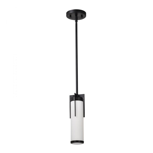 Satco 60-8053, Roselle, Mini Pendant Fixture, 120V, 60W, Medium Base, Matte Black with White Glass