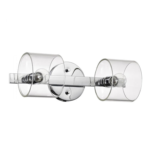 Satco 60-8072, Marlowe, 2-Light Vanity Fixture, 120V, 60W, Candelabra Base, Polished Nickel with Clear Glass