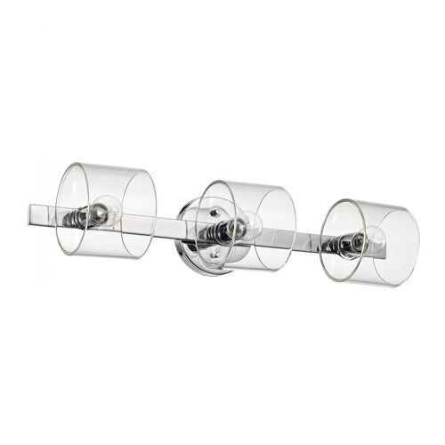 Satco 60-8073, Marlowe, 3-Light Vanity Fixture, 120V, 60W, Candelabra Base, Polished Nickel with Clear Glass