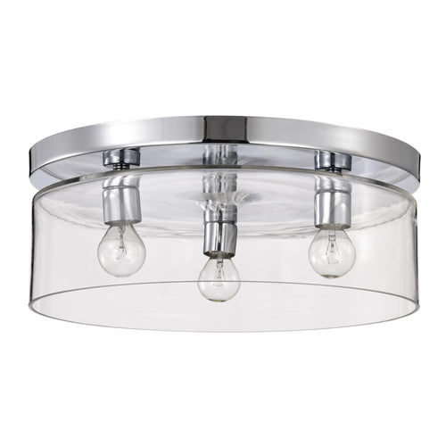 Satco 60-8074, Marlowe, 15'' Flush Mount Ceiling Light Fixture, 120V, 60W, Candelabra Base, Polished Nickel with Clear Glass