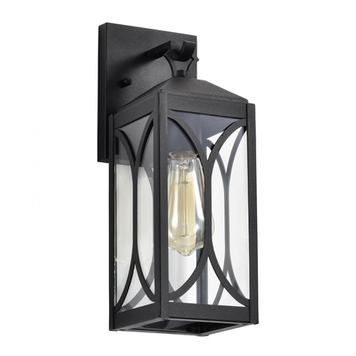 Satco 60-8121, Oaklyn, 1-Light Outdoor Small Wall Lantern, 120V, 100W, Medium Base, Matte Black with Clear Glass