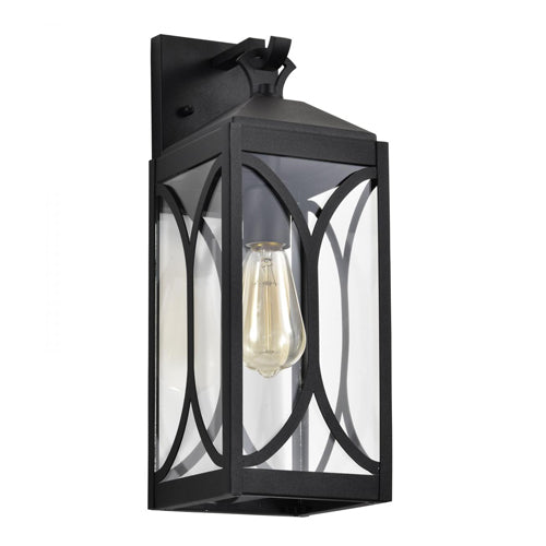 Satco 60-8122, Oaklyn, 1-Light Outdoor Medium Wall Lantern, 120V, 100W, Medium Base, Matte Black with Clear Glass