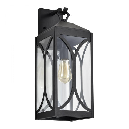 Satco 60-8123, Oaklyn, 1-Light Outdoor Large Wall Lantern, 120V, 100W, Medium Base, Matte Black with Clear Glass