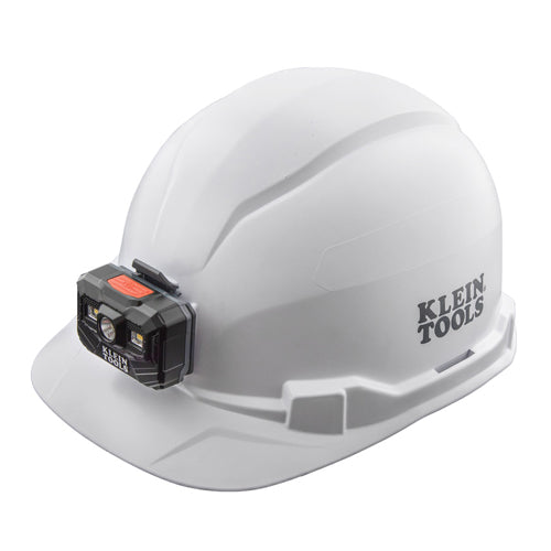Klein Tools 60107RL, Hard Hat, Non-Vented, Cap Style with Rechargeable Headlamp, White