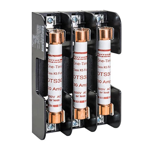 Mersen 60313, Class H/K Fuse Block, 3-Pole, 600VAC/DC, 30A, Screw Type Connector