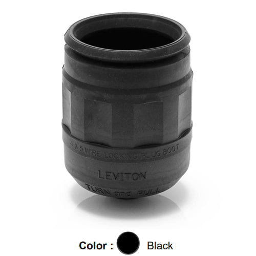 Leviton 6033, Boot for Locking Plug, 20 Amp & 30 Amp, 4/5 Wire, Weather-Resistant, Black
