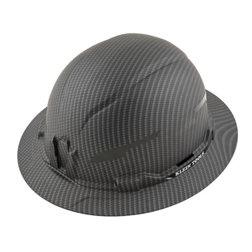 Klein Tools 60345, Hard Hat, Premium KARBN™ Pattern, Non-Vented Full Brim, Class E
